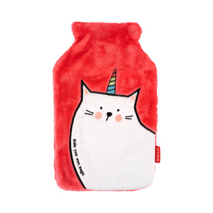 BIG 1.8L SOXO hot water bottle in a soft cover - a plush unicorn cat for a gift