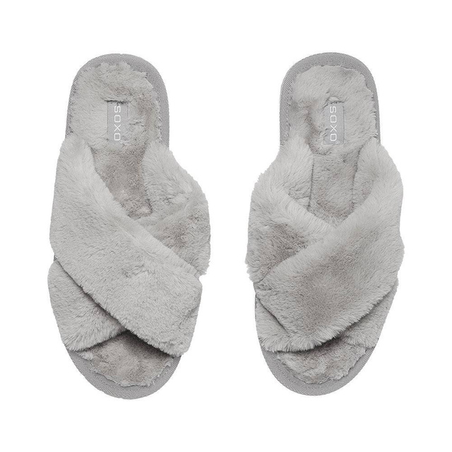 SOXO Women's slippers furry grey
