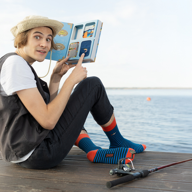 Men's Colorful Socks SOXO Fishing Atlas - 4 Pairs