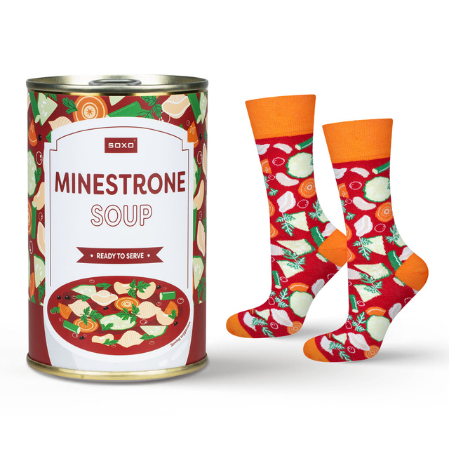 Men's Socks | Women's SOXO GOOD STUFF minestrone soup in a can | colorful | funny | gift idea for her | for Him Unisex
