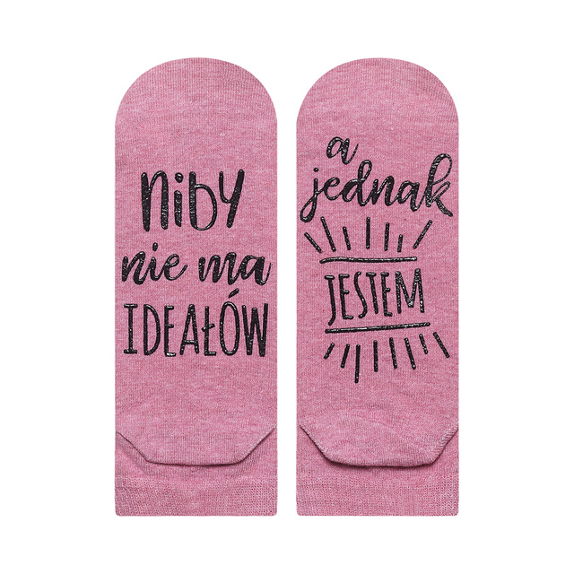 Pink SOXO women's socks with Polish inscriptions funny gift