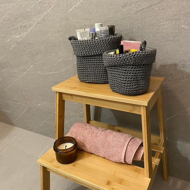Set of 3x Momo Way bathroom basket grey