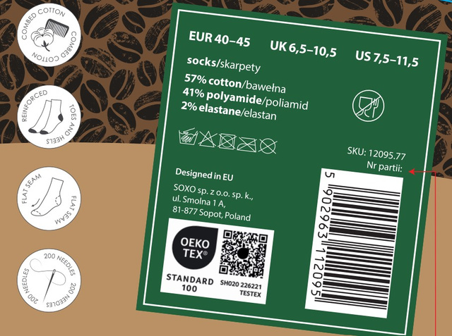 1 Paar von lustigen Socken mit Kaffeemotiv in einzigartiger Verpackung | Damen-/Herrensocken | SOXO