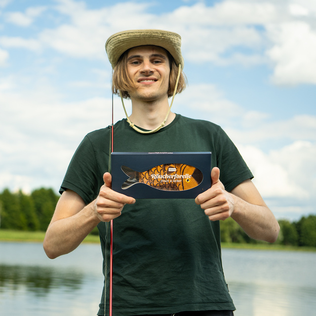 Herren Farbige Socken SOXO geräucherte Forelle in einer Schachtel