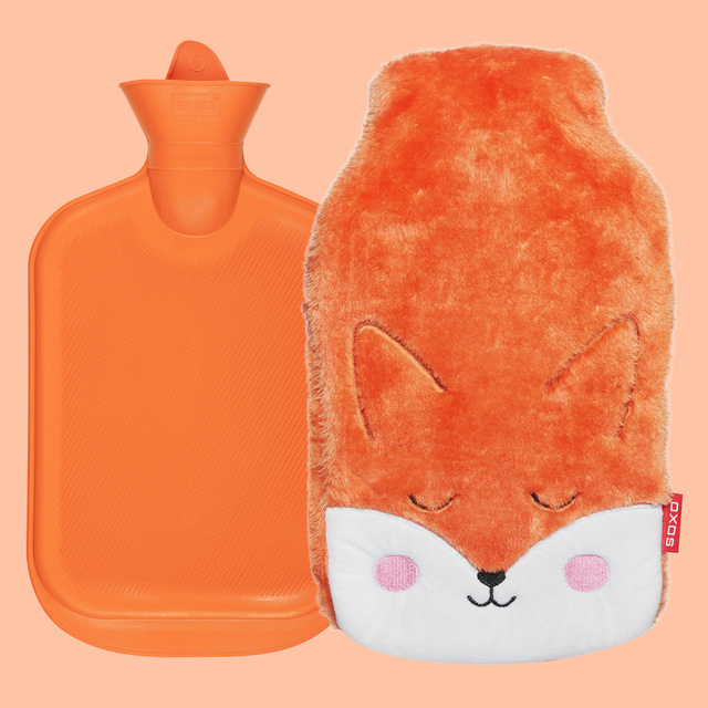 Hot water bottle 1.8L orange SOXO heater in a fur cover plush GIFT