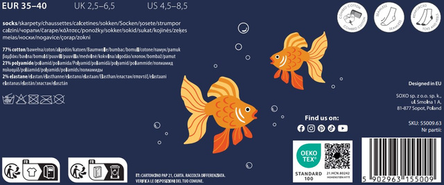 1 Paar von lustigen Socken mit Goldfischmotiv in einzigartiger Verpackung | Damennsocken | SOXO