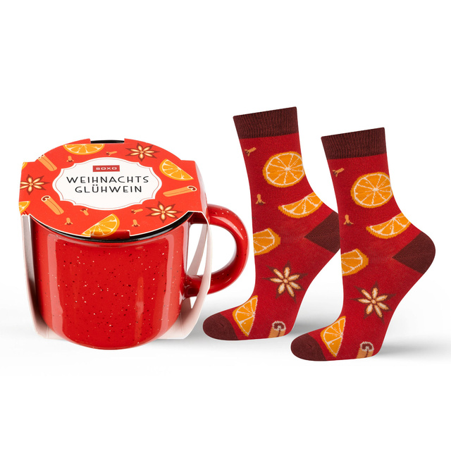 Damen Bunte SOXO GOOD STUFF Socken | Glühwein in einer Tasse | Geschenk für sie