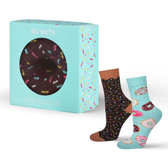 1 Paar von lustigen Socken mit Donutmotiv in einzigartiger Verpackung | Damensocken | SOXO