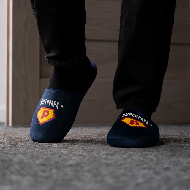 Zestaw Kapcie Męskie Super Papa + Brelok