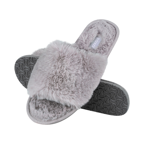 Women's slippers SOXO fur with a hard TPR sole