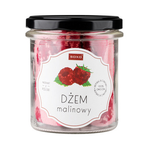 Women's pink SOXO GOOD STUFF socks with raspberry jam in a jar