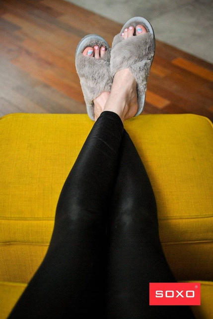 Klapki SOXO futrzane szare