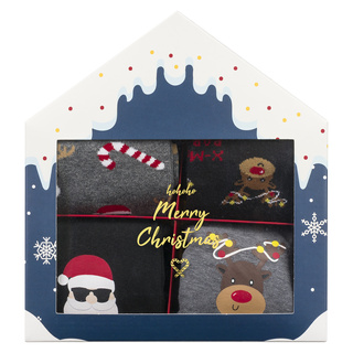 Set mit 2x Herrensocken + 2x Boxershorts mit Weihnachtsmotiv in einzigartiger Verpackung | SOXO