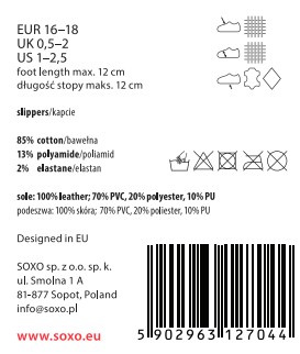 Kapcie SOXO ze skórzaną podeszwą - mała szefowa