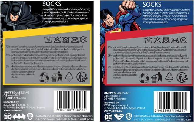Set mit 2x bunten Herrensocken Batman + Superman DC Comics | SOXO