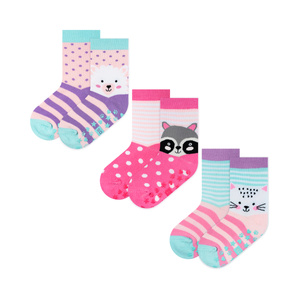 Set of 3x Colorful Children's Socks SOXO with animals