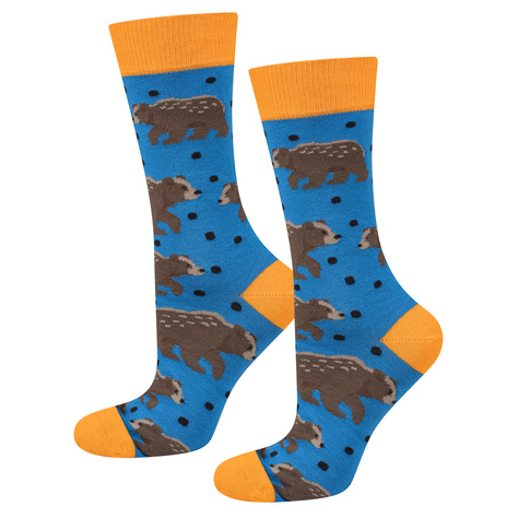 Men's colorful socks SOXO with a bear