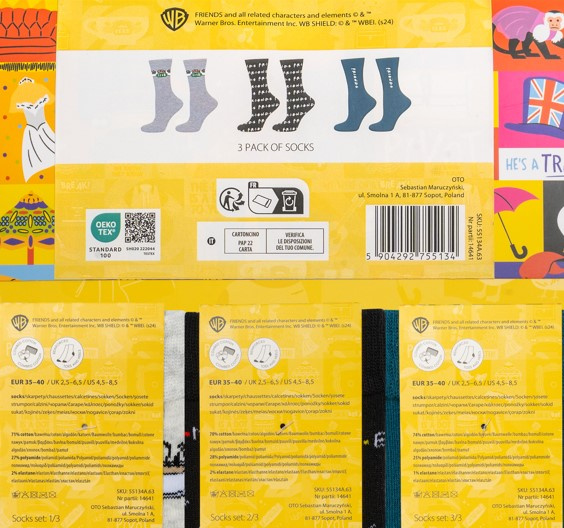 3 Paar von lustigen Socken mit Serie Friendsmotiv | Damensocken | SOXO