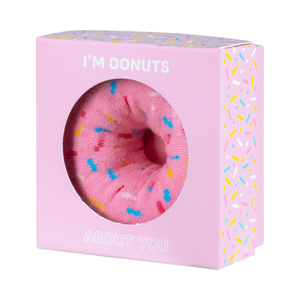 Women's SOXO Donut socks in a pink box, perfect for a gift