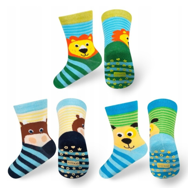 Set of 3x Colorful SOXO children's socks animals