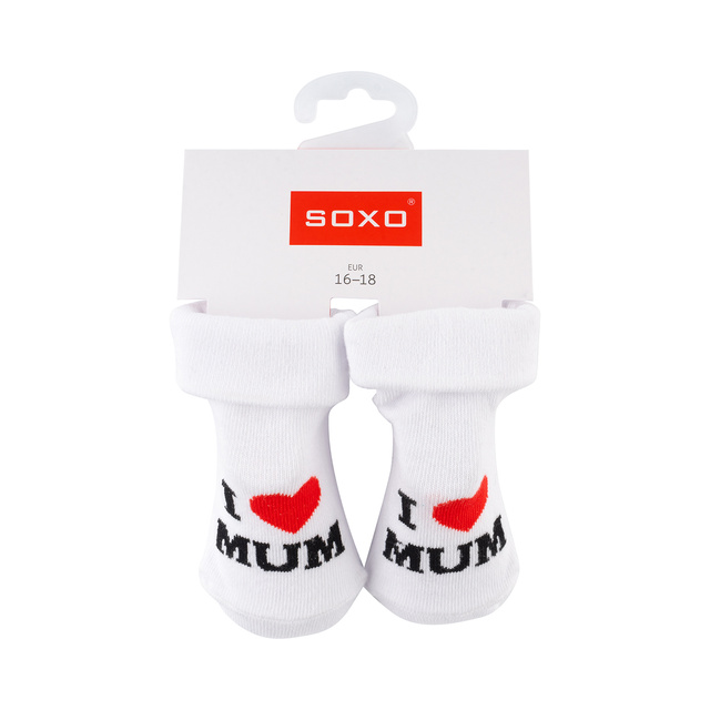 Set mit 3x Bunte Babysocken mit Aufschrift | SOXO