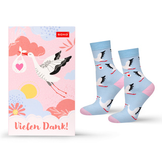 Lange Damensocken SOXO mit einem Storch
