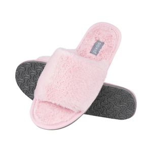 Women's slippers SOXO fur with a hard TPR sole