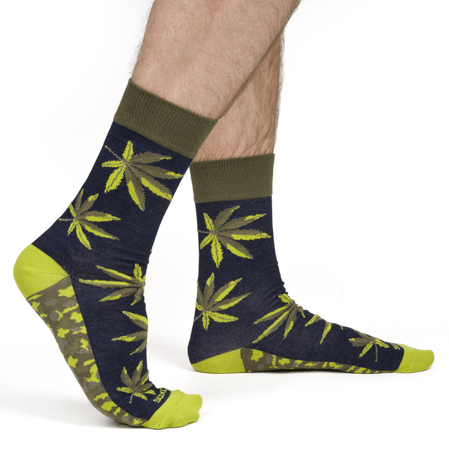 Men's colorful SOXO GOOD STUFF marijuana socks in a jar funny cotton