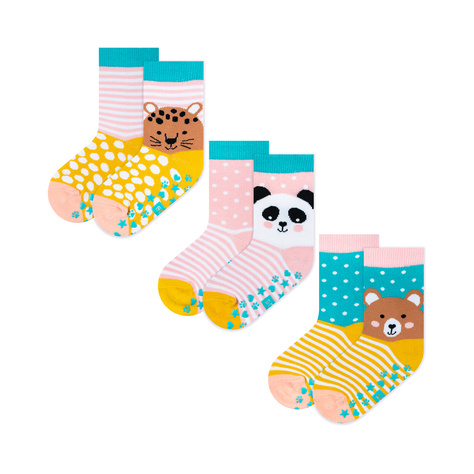 3x Set Bunte Kindersocken SOXO pastellfarben mit Tieren