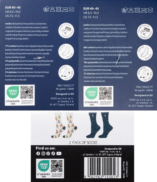 2 Paar lustige Socken mit Wasserschwein auf Fahrradmotiv | Herren-Socken | SOXO