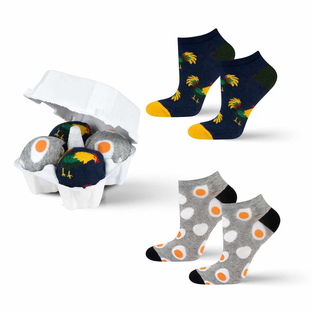 2 Paar von lustigen Socken mit Eggsmotiv in einzigartiger Verpackung | Herrensocken | SOXO