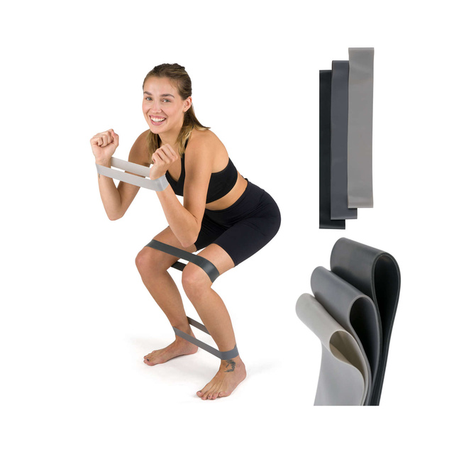 Set of 3x Soxo gray resistance bands for exercise 