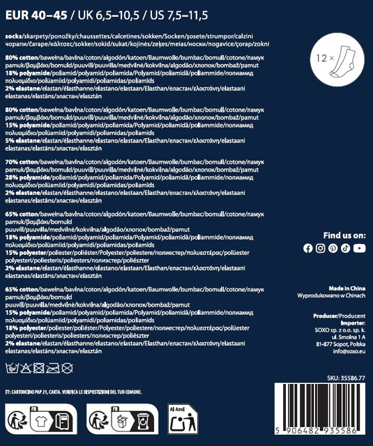 Kalendarz Adwentowy ze Skarpetkami 12-pak