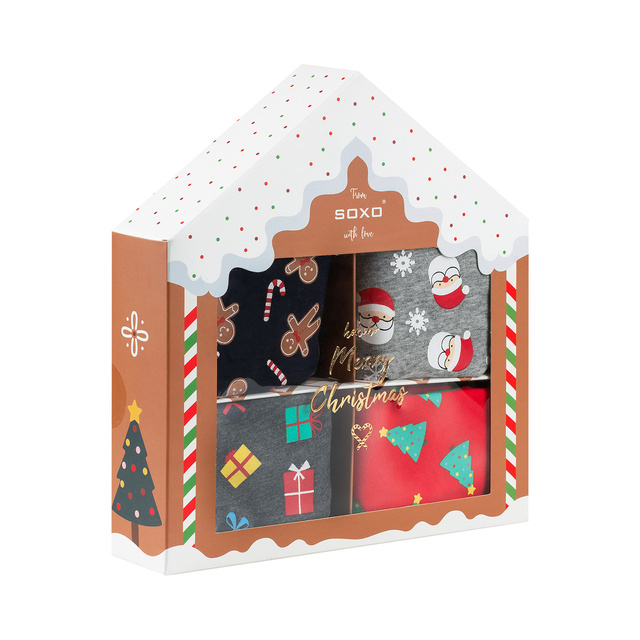 4 Paar von lustigen Boxershorts mit Weihnachtsmotiv in einzigartiger Verpackung | SOXO