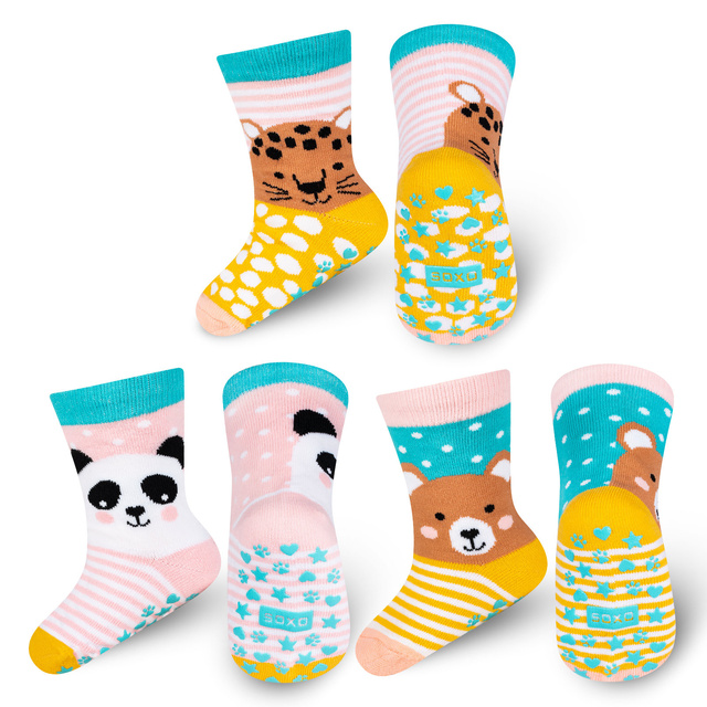 Set of 3x Colorful SOXO children's socks animals