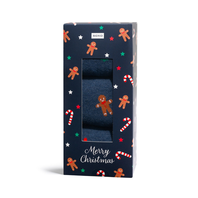 Set 3x Colorful men's socks SOXO GOOD STUFF merry Christmas gift cotton socks