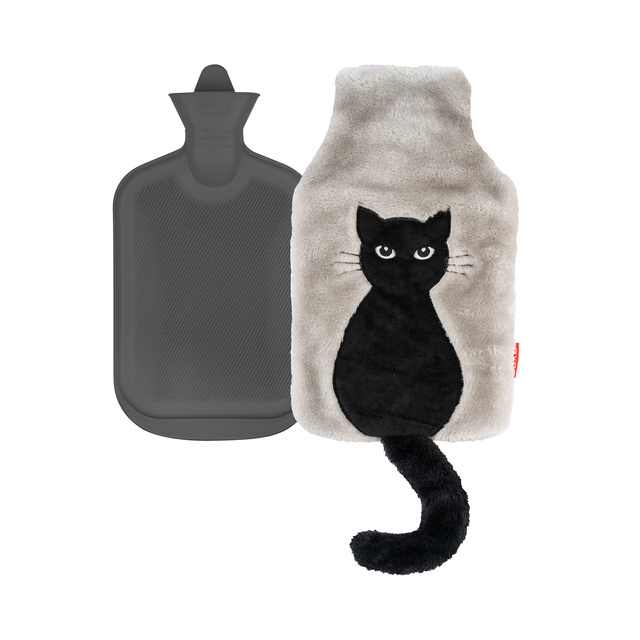 Wärmflasche Katze mit Schwanz SOXO grau 1,8 L