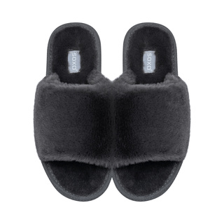 Women's slippers SOXO fur with a hard TPR sole