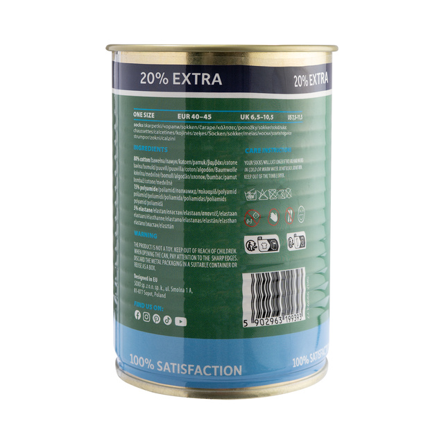 SOXO labrador men's socks in a can