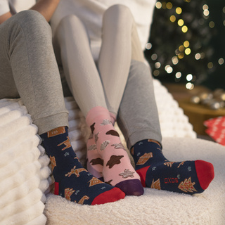 1 Paar von lustigen Socken mit Lebkuchen mit Zuckerguss motiv in einzigartiger Verpackung | Herrensocken | SOXO