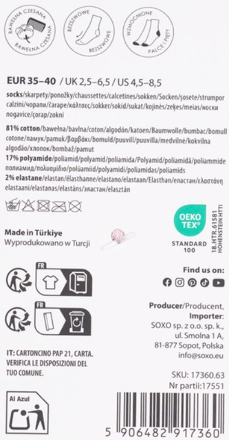 Women's feet with inscriptions SOXO pink