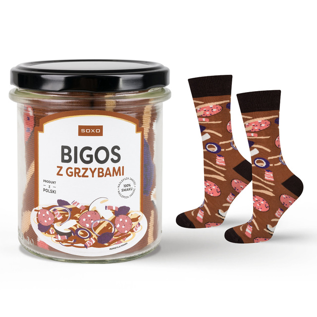 Lustige SOXO Herrensocken | Bigos im Glas | Baumwolle | ein Geschenk für ihn