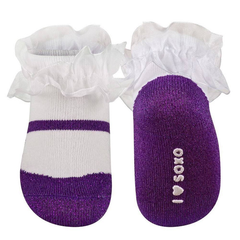 Violett Babysocken SOXO Ballerinas mit Rüsche