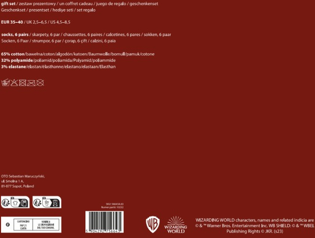 Kalendarz Adwentowy ze Skarpetkami Harry Potter 6-pak
