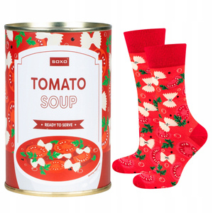 Kolorowe Męskie | Damskie Skarpetki SOXO GOOD STUFF tomato soup w puszce bawełniane dla niego dla niej Unisex