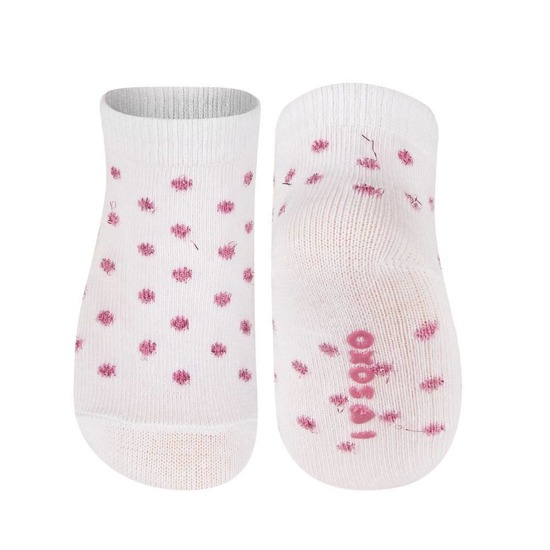 Skarpetki niemowlęce białe SOXO w różowe kropki 