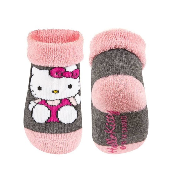 Skarpetki niemowlęce różowo-szare SOXO Hello Kitty z ABS