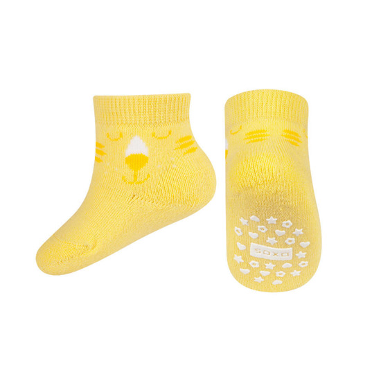 Skarpetki niemowlęce żółte SOXO buźki | miękkie dla malucha